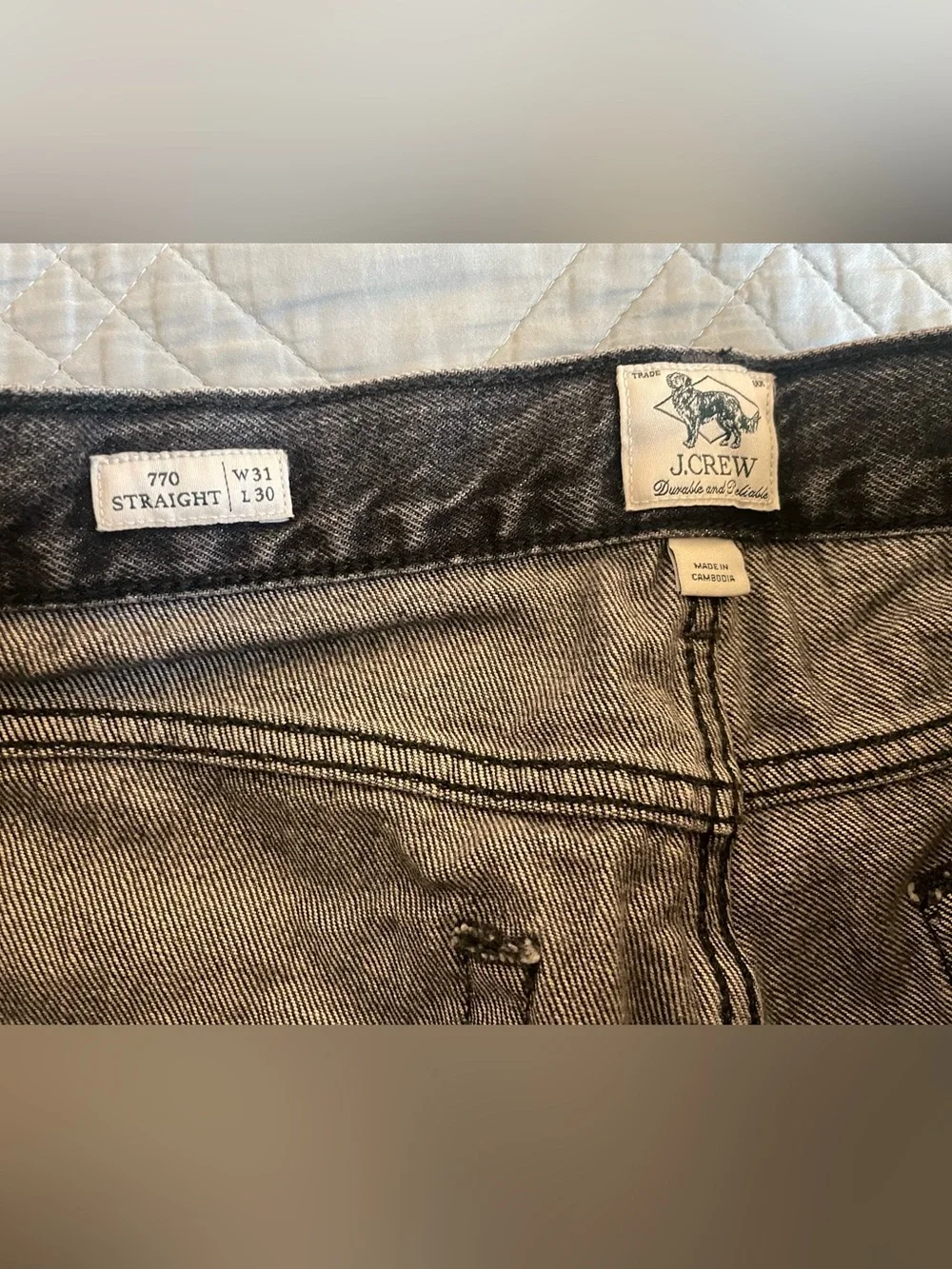 J CREW 770M Straight-fit jean in faded black Wash Size 31/30 $168 CQ158